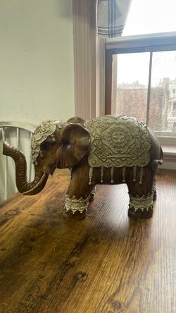 Decorative Elephant Figurine with Ornate Detailing