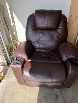 Brown Faux Leather Power Recliner Chair