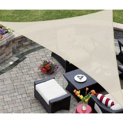 Sun Shade Sail Triangle 16' x 16' x 22' UV Block Canopy PatioBackyard Lawn Cream 