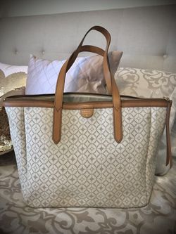Fossil Tote Canvas And Leather 
