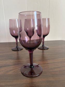 Vintage Amethyst Purple 6 inch Wine Glasses, Set of 4
