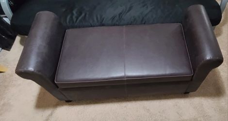 Faux Leather Storage Ottoman Bench
