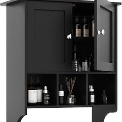 Newly Assembled Bathroom Wall Cabinet with 2 Door, Toilet Storage, Wall Mounted Medicine Cabinets 