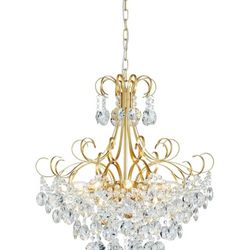 Crystal Chandelier, Modern K9 Crystal Pendant Light for Dining Room, Vintage Pendant Ceiling Fixture Lamp, 10-Lights Golden Chandelier Lighting for Ki