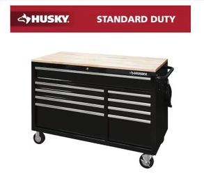 Husky 52" Standard Duty 9-Drawe Mobile Workbench Tool Chest in Gloss Black - R