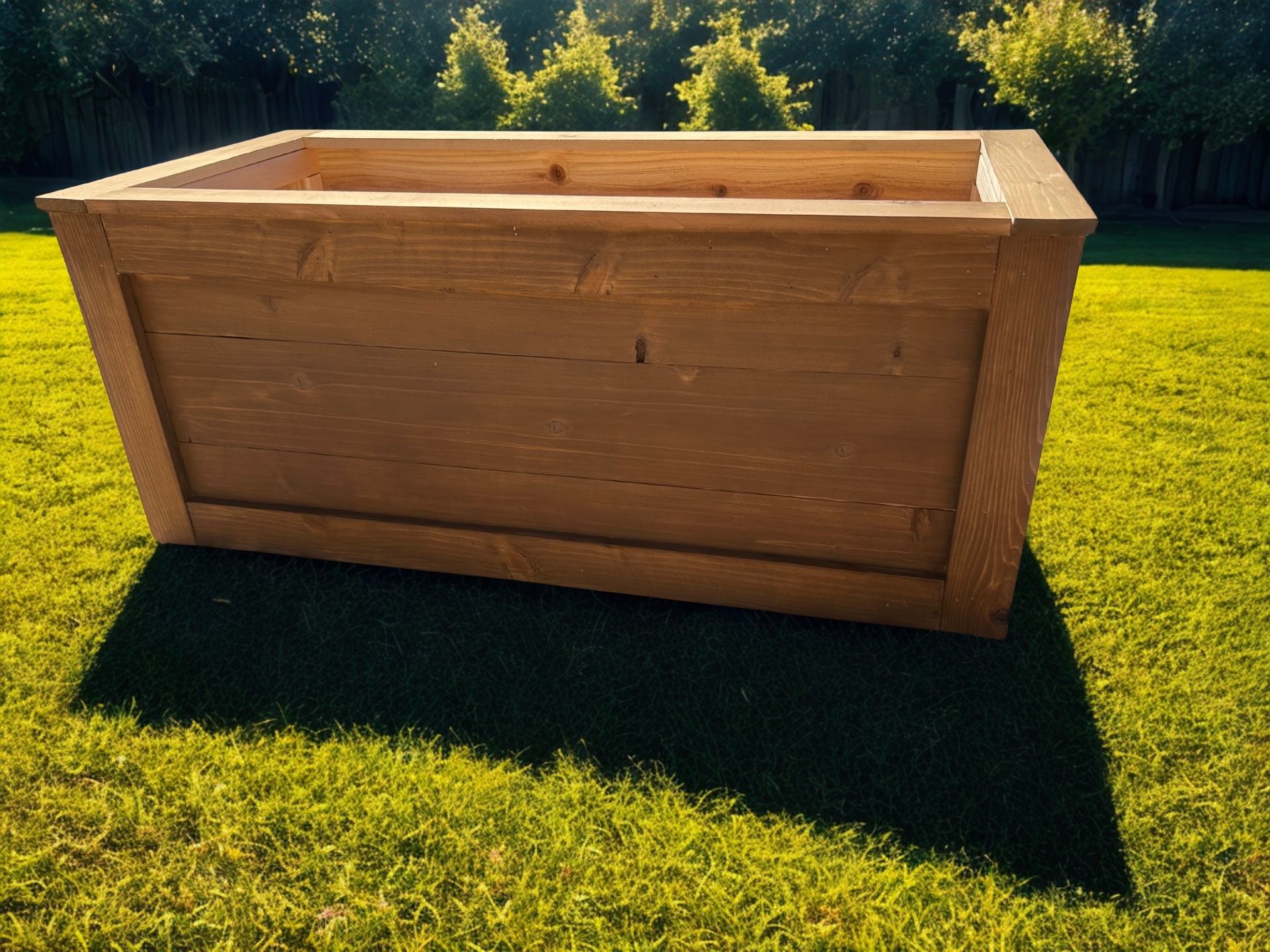 Stained 40” x 20” x 16” T Red cedar Planter