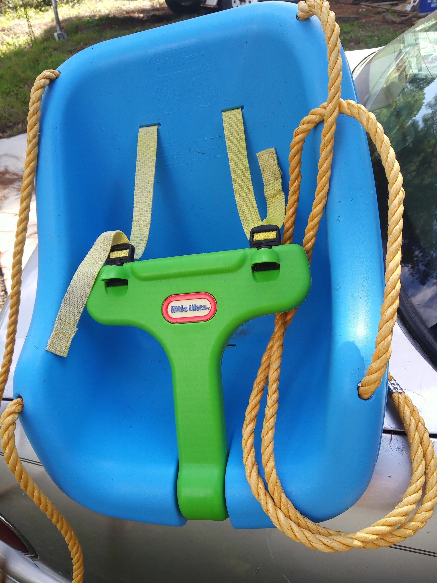 Little Tikes Swing With Two Hooks To Hang And Seat Has Buckle In Straps To Hold Child Safe And Secure
