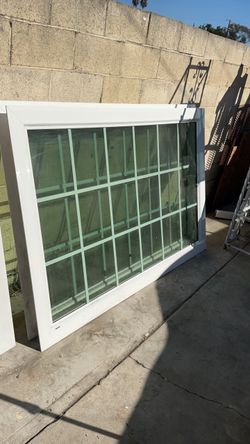 Large White Framed Window with Grid Panes