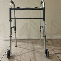 ProBasics Steel Adult Walker 2 Button w/ wheels, 350 lb Weight Capacity