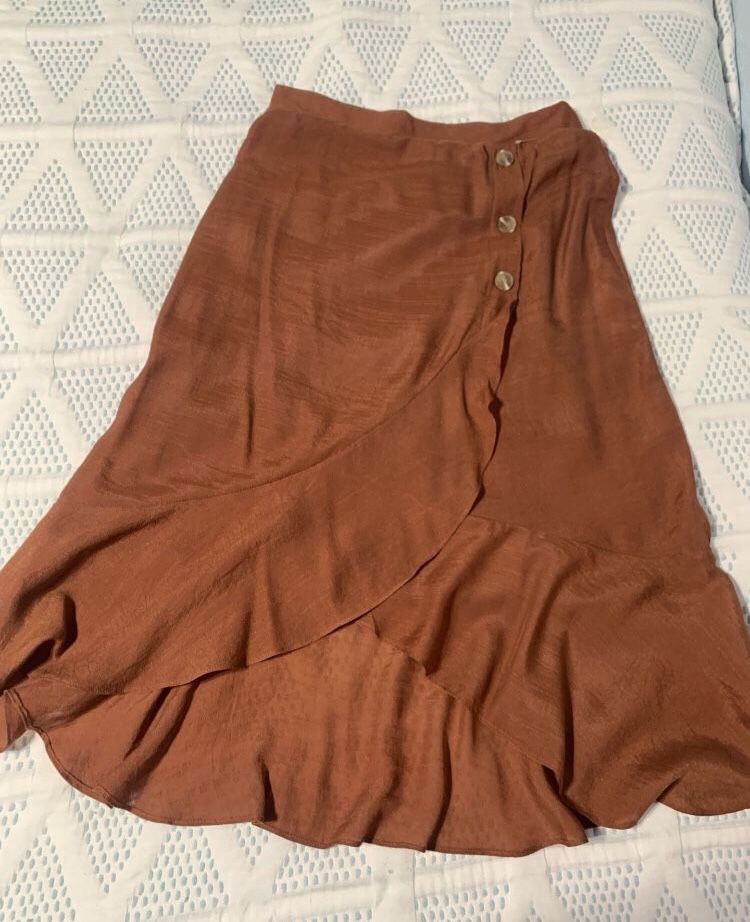 Brown High To Low Medium Skirt