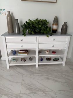 White wood side table
