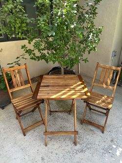 Folding Wood Bistro Table and Chair Set