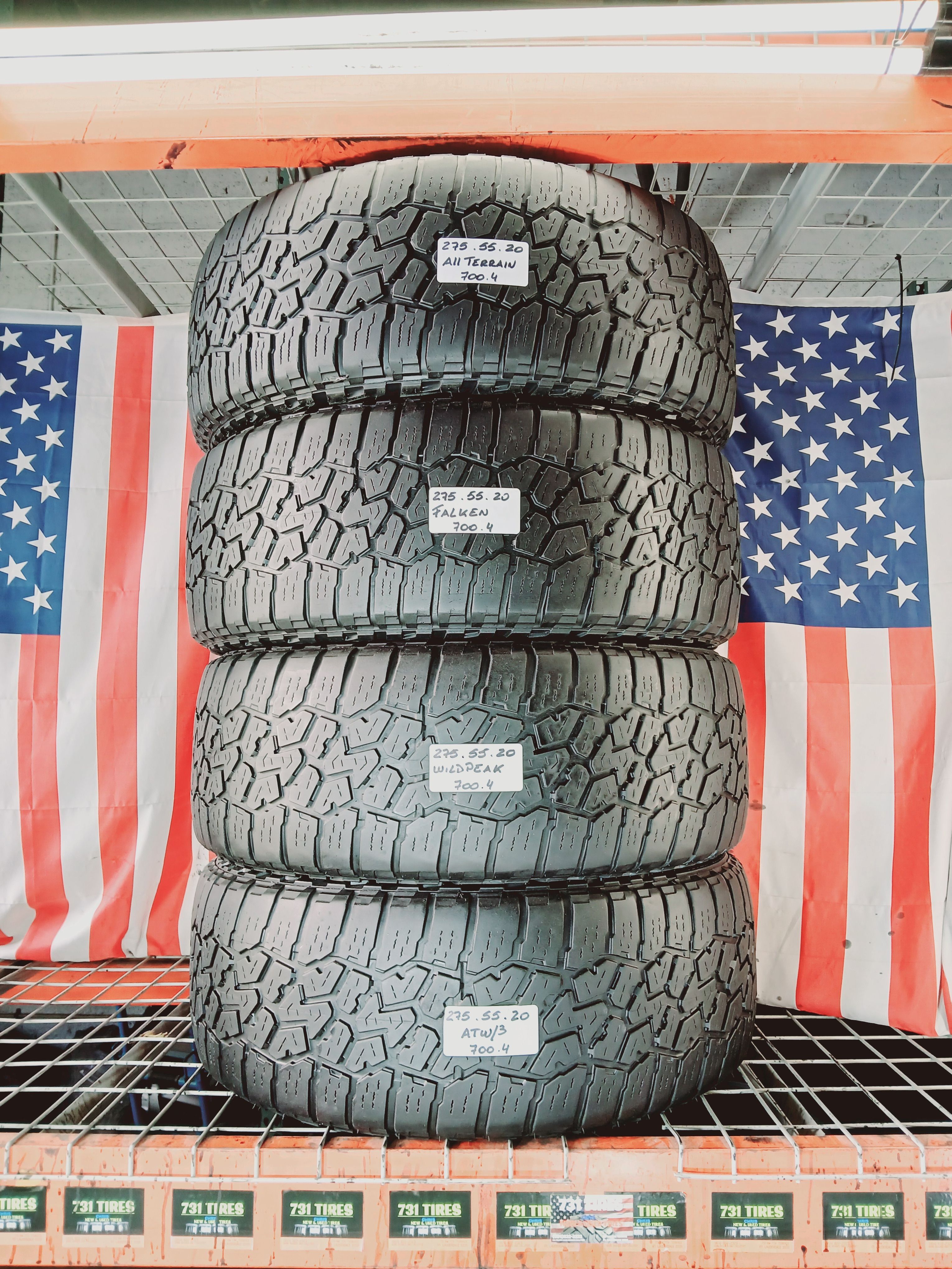 275/55R20 FALKEN WILDPEAK A/TW3 ALL TERRAIN 275 55 R20 USED TIRES TRUCK JEEP PICKUP TRUCKS SUV 275 55 20