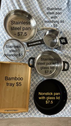 Kitchen- pots, pans, serving tray