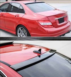 (New) W204 Mercedes-Benz Rear Window Spoiler Wing, 2008-2014, C Class Sedan, Gloss Black
