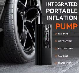 Portable Tire Inflator w/ Digital Pressure Gauge, Rechargeable Battery, LED Light for Cars - Motorcycles.