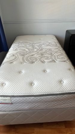 Sealy  posterpedic twin mattress with foundation and frame