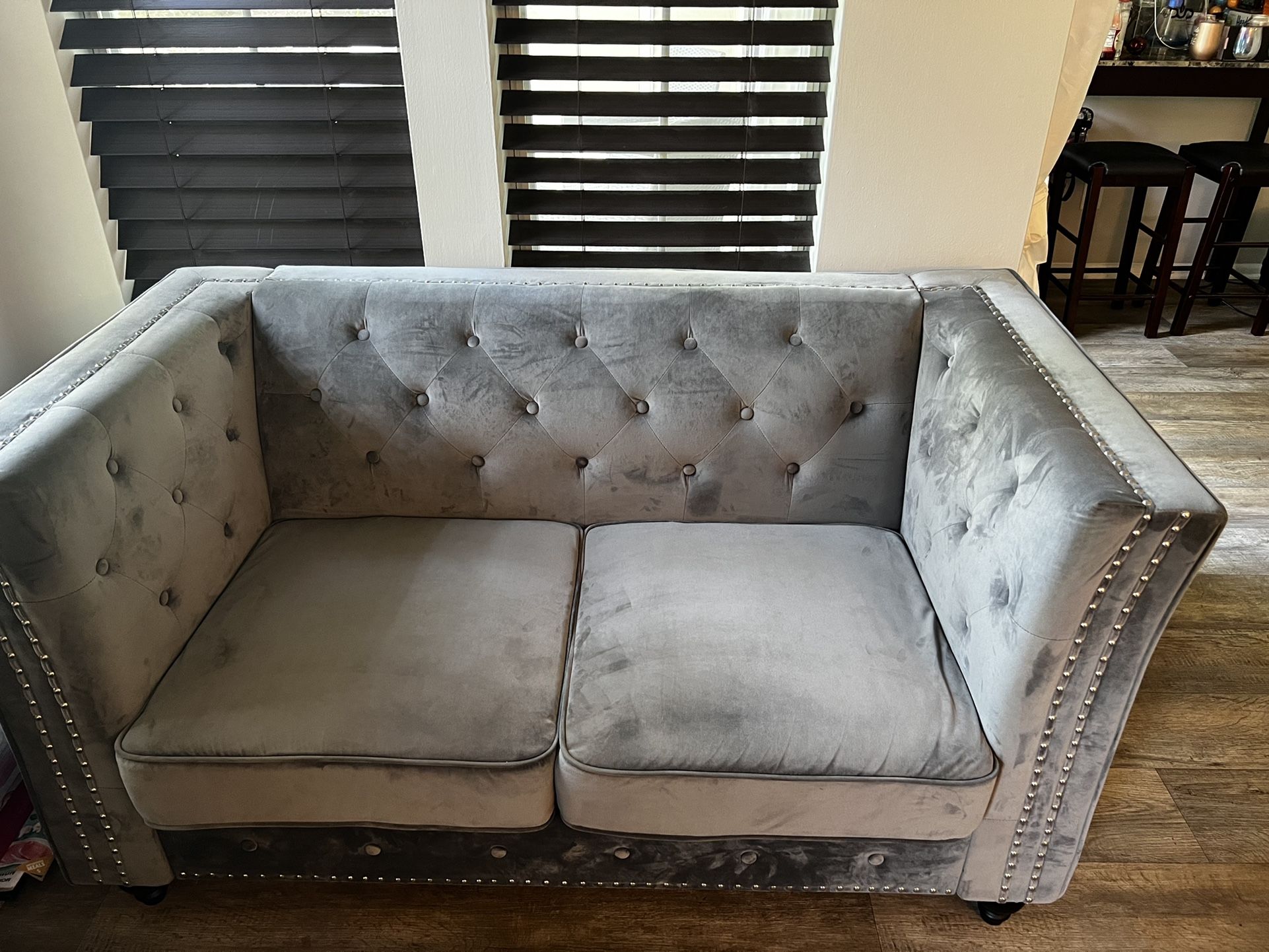 Grey Upholstery Loveseat 