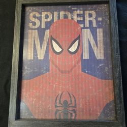 Spider Man Marvel Superhero Wall Art Framed Poster in Wood Frame,  16" x 20" x 1"