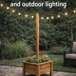 2x2 Cedar Planter Box with 8ft Light Post (String Light Hanging System) – Outdoor Decor