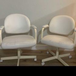 2 Sturdy Leather Chairs - Needs Patch Work