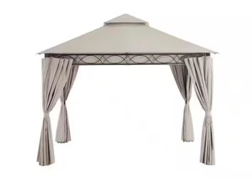 Brand New Hampton Bay Palantine 10.5 ft. x 10.5 ft. Tan Soft Top Gazebo Canopy