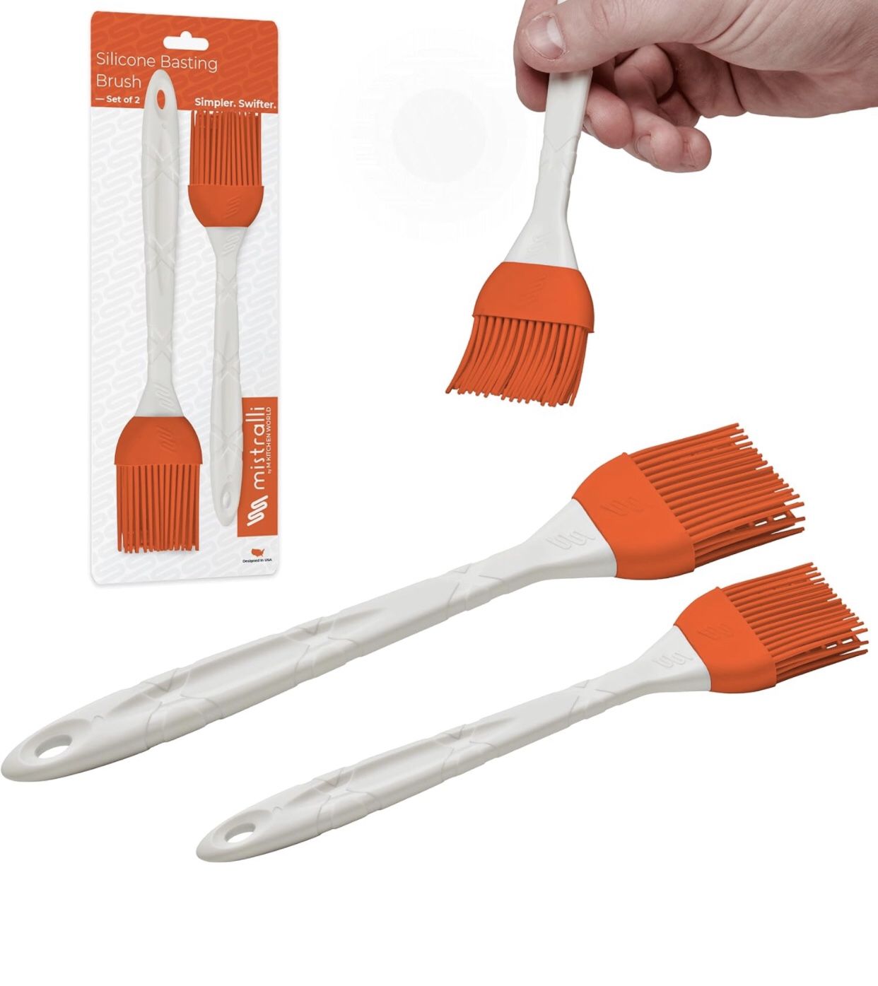 2 Pieces - Rubber Basting Brush ( Color Options Orange Or Black)