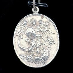 925 Sterling Silver St Saint Michael Archangel Pendant charm Medallion Religious amulet