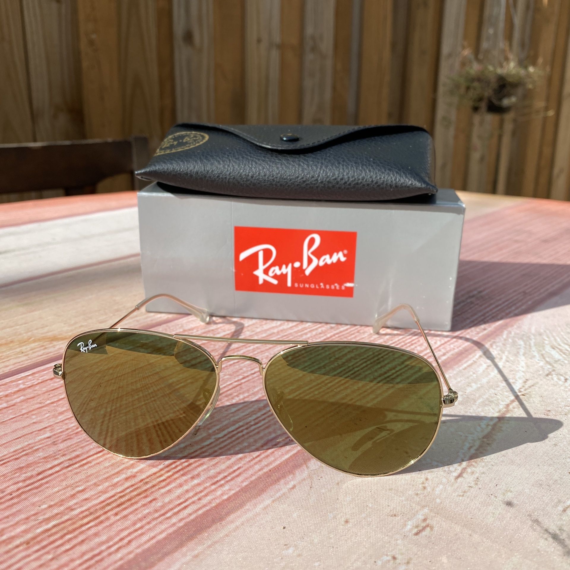 RAY BAN Sunglasses 3025 W3276 58MM GOLD CRYSTAL GOLD MIRROR AUTHENTIC/100% UV Protection NEW Large