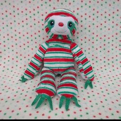 Build A Bear Peppermint Twist Christmas Sloth Plush 18" Soft Eyes Red Green 2019