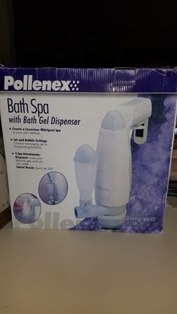 NEW IN BOX POLLENEX BATH SPA WITH BATH GEL DISPENSER. PICK UP MIDDLEBORO ONLY. FINAL SALE.