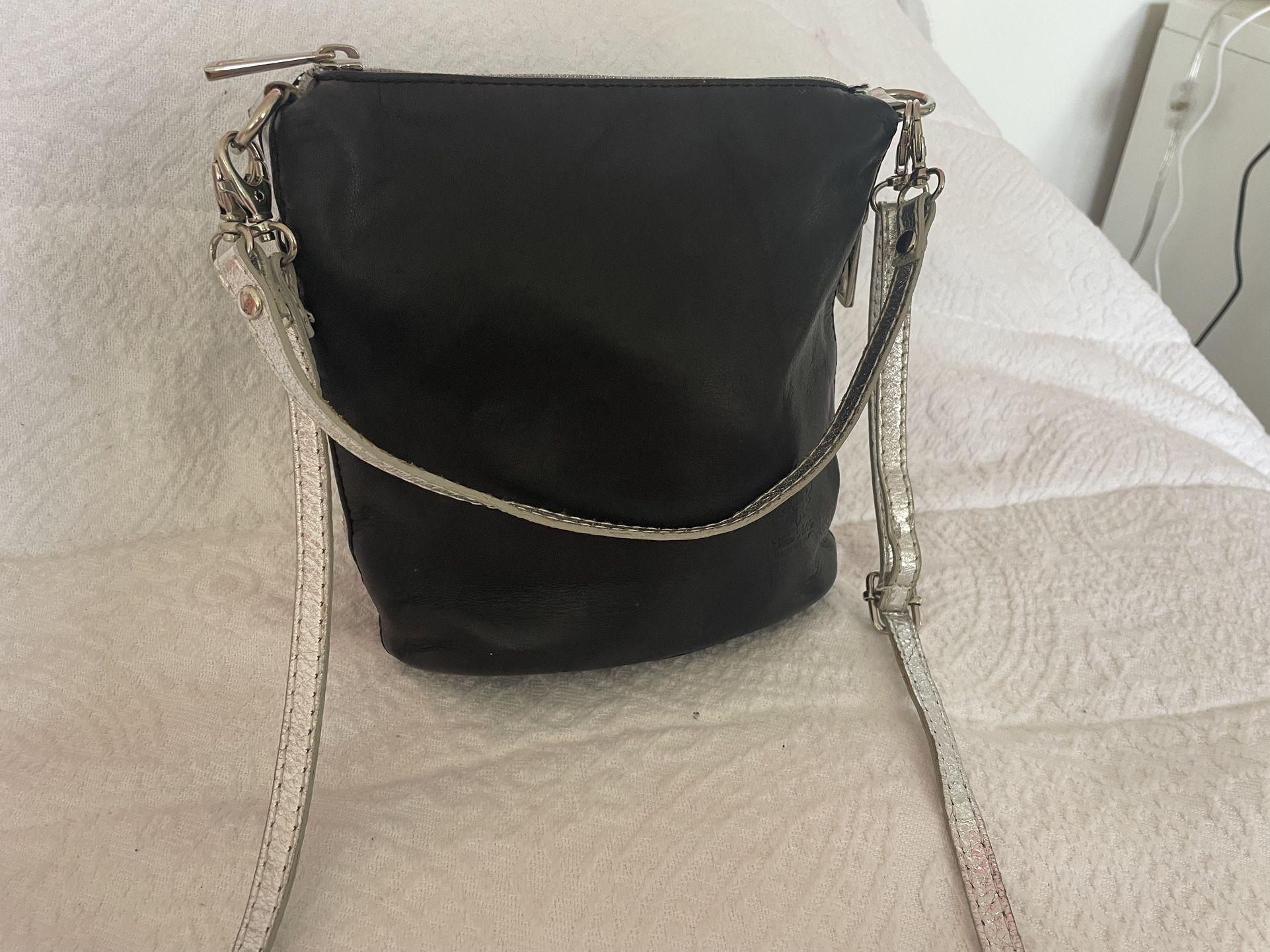 Black  And Silver Leather Bag / Purse