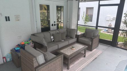 Grand leisure logan 6 piece patio set  (gray)