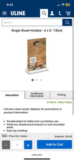 Single Sheet Flyer Holder