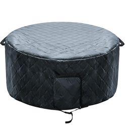 Insulated Inflatable Hot Tub Cover Round Full Coverage Hot Tub Thermal Cover Cap Dustproof Outdoor Energy Saving Spa Covers With Zipper Door And Adjus