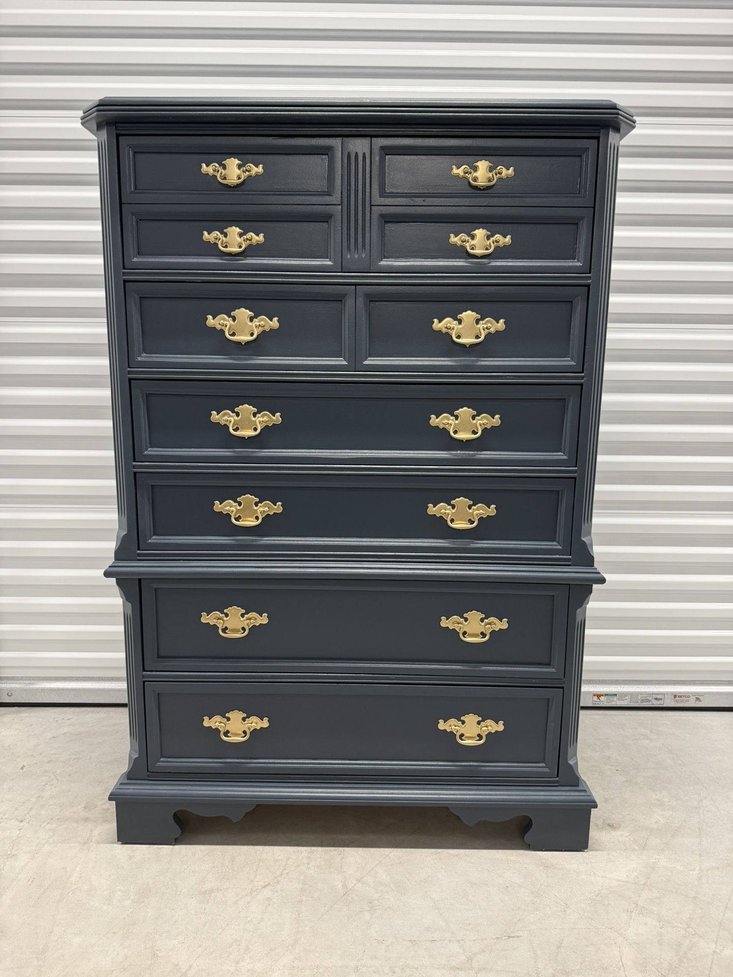 🚨Free Delivery Navy Blue Solid Wood - 6 Drawers