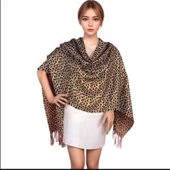 1 pc Animal Leopard Cheetah Print Pashmina Scarf Shawl Wrap For Women - Elegant chic -  Large dimension 28” x 70”  - Sexy Cute Soft Durable Exotic 