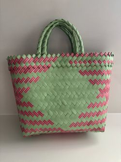 Woven Bag Green and Pink