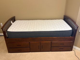 Solid Wood Storage Bed + Premium Beautyrest Extra Firm Mattress