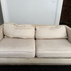 La-Z-Boy Beige Fabric Sofa – Nailhead Trim