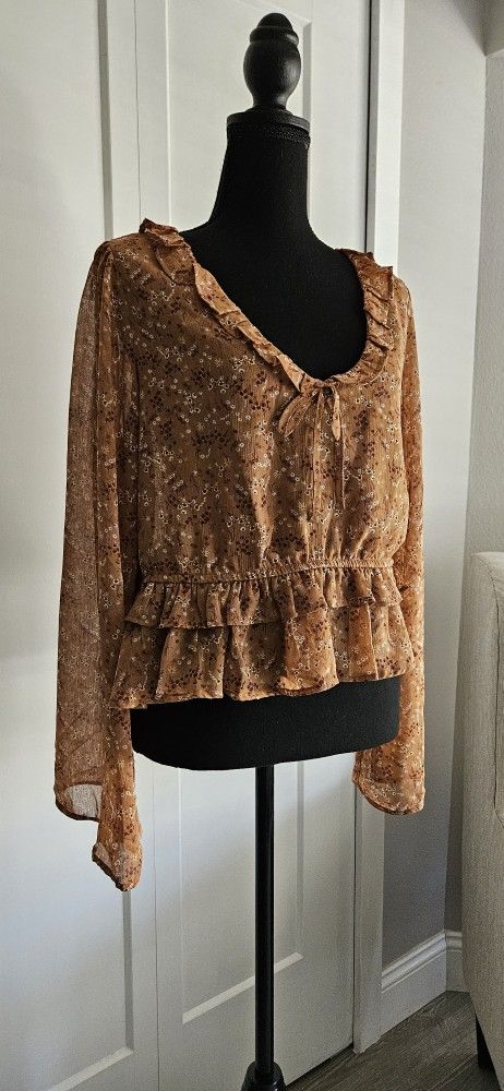 Set Of Two Blouses Light Orange And Blue XL