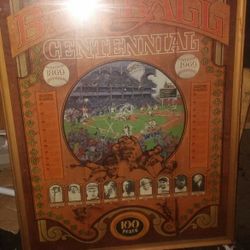 Vintage Baseball Centennial 100 years Poster 1969 Dodgers Yankees Nets Cubs