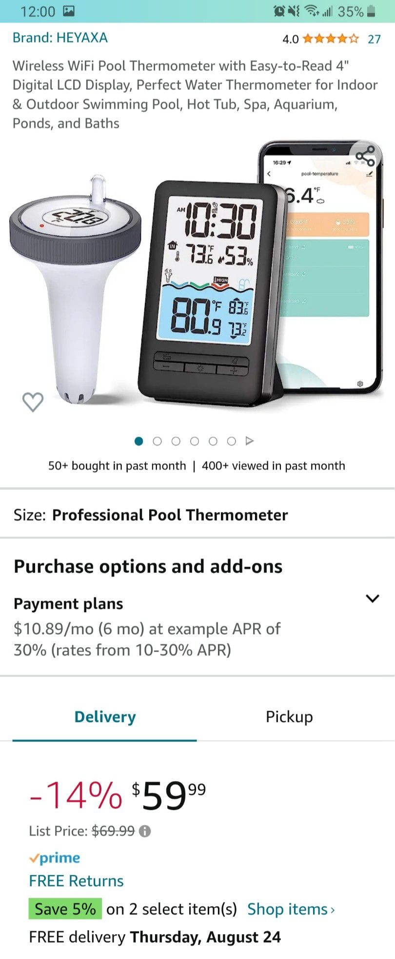 Pool thermometer shop - Wi-Fi and smart pool technology