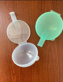 Vintage Tupperware Forget Me Not Onion Keeper Set