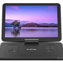 17.5" Portable DVD Player with 15.6" Large HD Screen, 6 Hours Rechargeable Battery, Support USB/SD Card/Sync TV and Multiple Disc Formats, High Volume