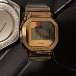G Shock Watch- Clear Strap With Gold Plate