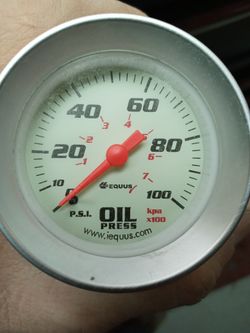 Brushed Aluminum And White Oil Pressure Gauge
