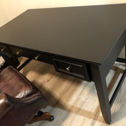 Like New Large Wood Black Desk And Filing Cabinet 