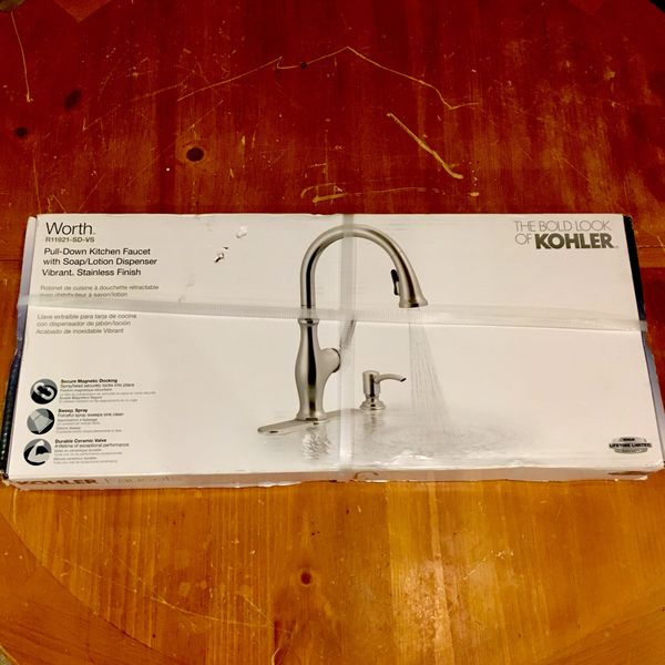 New Sealed Kohler Worth Pull Down Kitchen Faucet W Soap Lotion Dispenser R11921 Sd Vs For In Davie Fl Offerup