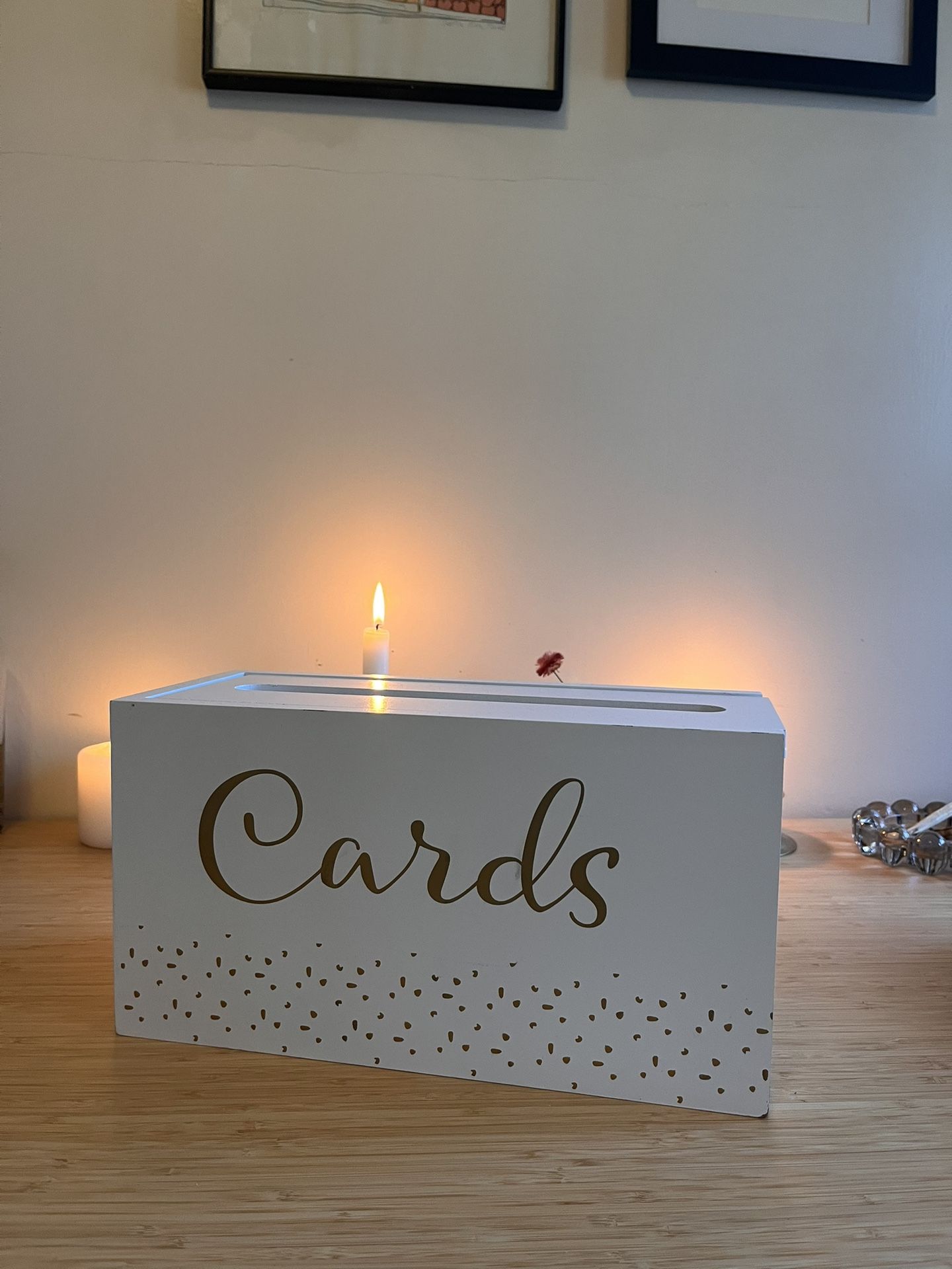 Simple White and Gold Wedding Card Box